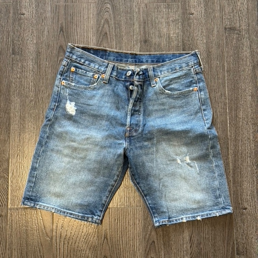 Levi's 501 Slim Fit Distressed Washed Denim Jean Shorts